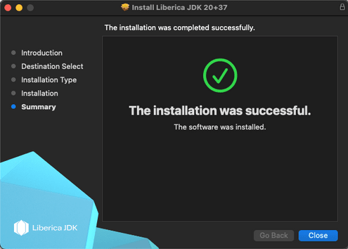 Installation Success screen