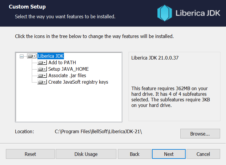 Liberica JDK 21+37 Install Guide