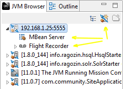 JVM Browser after configuring JMX connection details