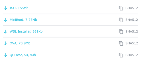 Download links and links to copy checksums