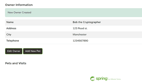 petclinic owner created