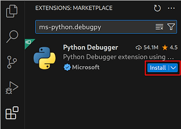 vscode install debugger ext